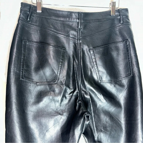Aritzia Wilfred Melina Black Vegan Faux Leather Straight Pants 10 High‎ Waisted - Picture 13 of 16